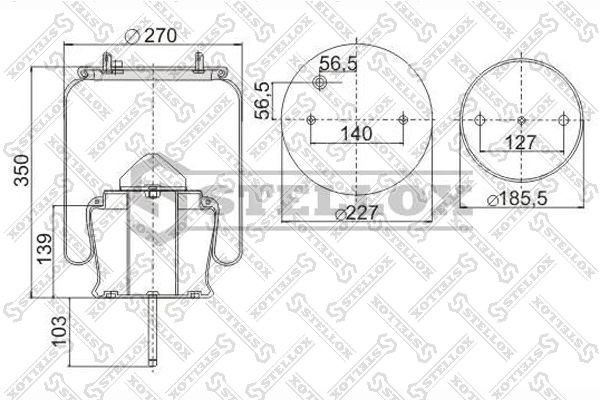 пневмоподушка со стак.!2шп.d12 1отв-шт.M14 Поршень сталь 1шп.d12 \Omn Scania 4-s 90-30304-SX STELLOX