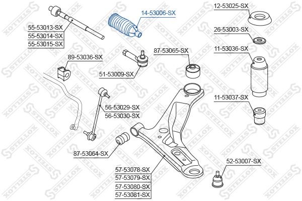 пыльник рейки рулевой!\ Kia Rio III 11> 14-53006-SX STELLOX