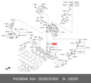 прокладка турбины!\ KIA Sportage/Sorento, Hyundai SantaFe/ix35 282852F000 HYUNDAI