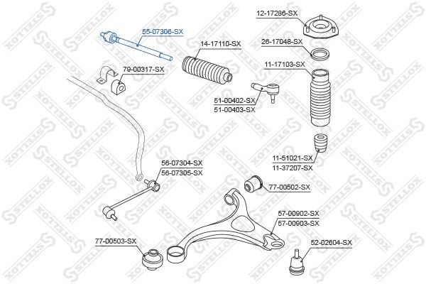 тяга рулевая!\ Hyundai Santa Fe 06> 55-07306-SX STELLOX