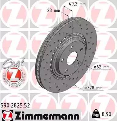 диск тормозной !Sport перед. 328x28/49-5x114 \ Lexus RX 2.0-3.5 08>, Toyota RAV  590282552 ZIMMERMANN
