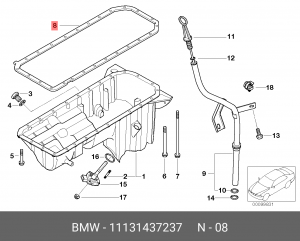 прокладка поддона двигателя!\ BMW E36/E46/E34/E39/E60 2.0-3.2 24V M50/M52/M54 92 11 13 1 437 237 BMW