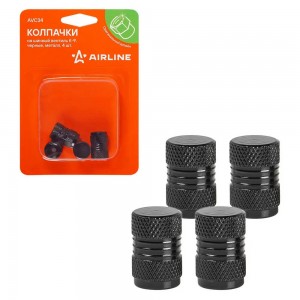 Колпачки на шинный вентиль K-9, черные, металл, 4 шт. AVC34 AVC34 AIRLINE
