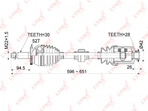 Привод HYUNDAI Santa Fe (12-) KIA Sorento (12-) (2.4) (4WD) колеса переднего пра CD-1061A LYNXAUTO