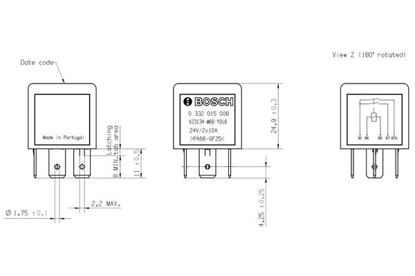 Реле 5 контактов, 24V 0332015008 BOSCH