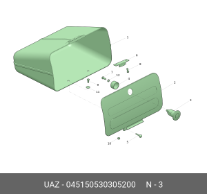 Замок УАЗ-452 ящика вещевого в сборе (ОАО УАЗ) 045150530305200 UAZ UAZ