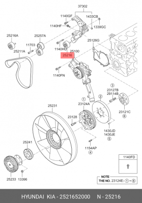 Ролик приводного ремня HYUNDAI HD65,78,120,Universe дв.D4GA,D6GA обводной OE 2521652000 HYUNDAI KIA