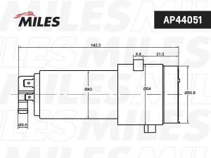 Насос топливный VW GOLF 3/PASSAT -96/T4 -03/ 3bar AP44051 AP44051 MILES