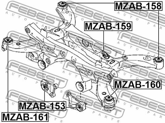 САЙЛЕНТБЛОК ЗАДНЕЙ БАЛКИ подходит для MAZDA CX-5 KE 2011-2012 [EU] MZAB-159 MZAB-159 FEBEST
