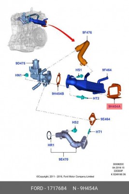 прокладка клапана EGR!\ Ford Transit 14>/ Transit/Tourneo Custom 12>/ Transit 06 1 717 684 FORD
