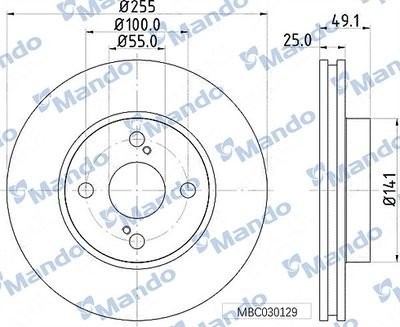 Диск тормозной TOYOTA Corolla (92-95) передний (1шт.) MANDO MBC030130 MANDO