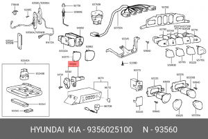 Выключатель концевой HYUNDAI Accent,Verna двери OE 9356025100 HYUNDAI KIA