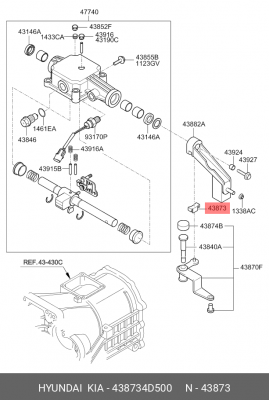 Опора HYUNDAI Porter 2 (12-),Starex H-1 (01-) рычага селектора МКПП OE 438734D500 HYUNDAI KIA