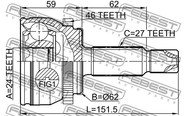 ШРУС наружный 24X64.5X27 1210-CRE20A46 FEBEST