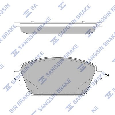 Колодки тормозные NISSAN Primera (P12),Tino,Almera (00-) передние (4шт.) SANGSIN SP1582 SANGSIN