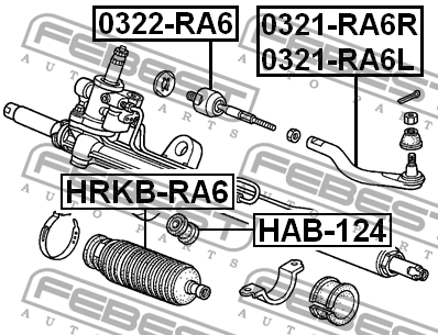 Наконечник рулевой правый HONDA ODYSSEY 00-03 0321-RA6R 0321-RA6R FEBEST