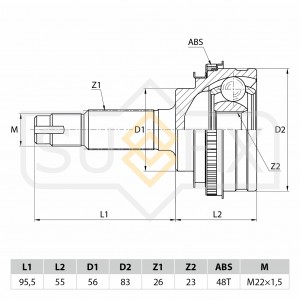 TOYOTA CARINA E (1992-1997) 23x56x26 / С КОЛЬЦОМ ABS 48 ST-1100 SUFIX