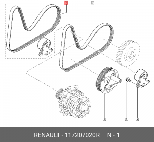 Ремень приводной поликлиновой ЛАДА RENAULT Logan комплект с роликом OE 11 72 070 20R RENAULT