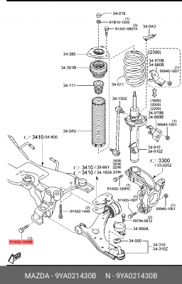 Болт MAZDA OE 9YA0-21-430B MAZDA
