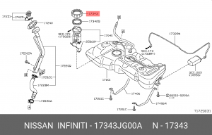 Крышка топливного фильтра 17343-JG00A 17343-JG00A NISSAN