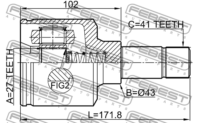 ШРУС внутренний!\ CITROEN JUMPER III/ RELAY III 06> 2511-BOX3LH FEBEST