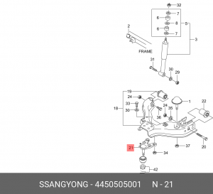 Опора шаровая SSANGYONG Korando,Musso рычага переднего нижняя OE 4450505001 SSANG YONG