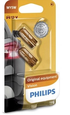 Лампа 12V WY5W W2.1x9.5d желтая блистер (2шт.) Yellow PHILIPS 12396NAB2 PHILIPS