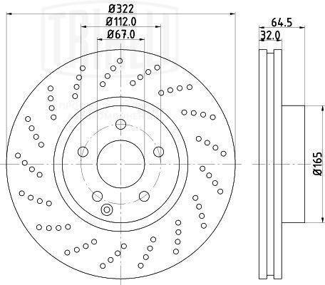 Диск торм. Mercedes C (W204) (07-)/E (W212) (09-) перед. d=322 AMG (DF 150112)   DF 150112 TRIALLI