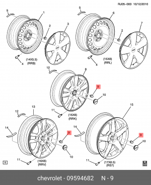 ГАЙКА/NUT,WHL 09594682 09594682 GENERAL MOTORS