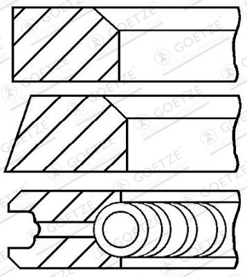 кольца поршневые! d75x1.5x1.5x4 STD (1)\ Opel Kadett <90 08-306300-00 GOETZE