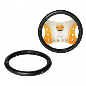 Оплетка на руль, искусственная кожа, женская модель, черная/принт, 38 см / M (AW AWC-CM-06M AIRLINE