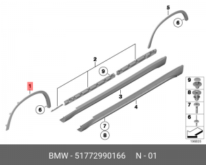 51772990166 Накладка арки колеса П Пд ! \BMW X1 E84 51 77 2 990 166 BMW
