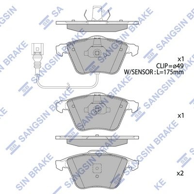 Колодки передние VW GOLF 2008-2013 SP2446 SP2446 SANGSIN
