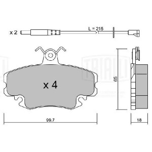 Колодки торм. Лада Largus (12-) 8V/Renault Logan (04-) диск. перед. (с 2-мя датч PF 4395 TRIALLI