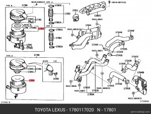 фильтр воздушный!\ Toyota Land Cruiser 4.2TD 98> 17801-17020 TOYOTA