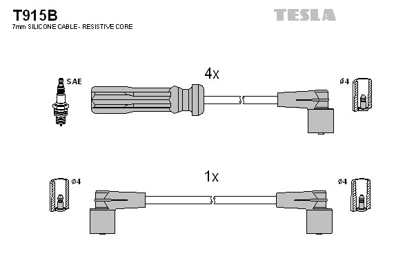 к-кт проводов!\ Volvo 740/760/940 2.0/2.3i 84-94 T915B TESLA