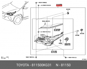 Фара 81150-0KG31 81150-0KG31 TOYOTA