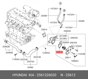 Прокладка HYUNDAI Accent,Getz,Matrix KIA Cerato,Rio термостата OE 2561226020 HYUNDAI KIA