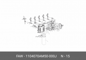 Трубка подачи масла к ТНВД DM2,DM3 J6,J7 1104070AM50-000J FAW