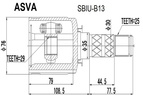ШРУС ВНУТРЕННИЙ 29x35x25 12 SBIUB13 SBIU-B13 ASVA