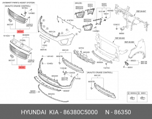 Облицовка радиатора KIA Sorento (15-) (AROUND VIEW MONITOR SYSTEM) OE 86380C5000 HYUNDAI KIA