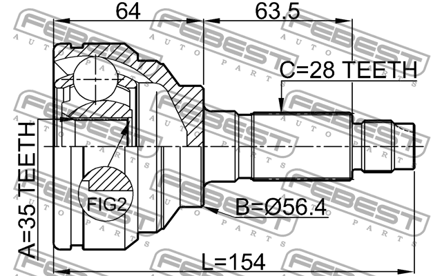 ШРУС наружный MAZDA MPV (02-06) FEBEST 0510-MPVLW3 FEBEST