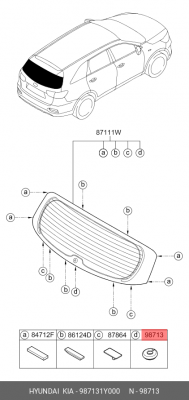 987131Y000 РЕЗИНОВАЯ ВТУЛКА ЗАДНЕГО СТЕКЛА 987131Y000 MOBIS