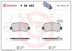 P68063 колодки дисковые задние!\ Opel Movano 2.3CDTi FWD 10> P68063 BREMBO