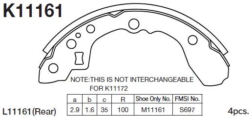 K11161-01 K11172-01=4060.01 [0K30A2628Z] !колодки барабанные\ Kia Sephia 93>/Shu K11161 MK KASHIYAMA
