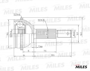 ШРУС наружный FORD TRANSIT 00-06 (с ABS) (GKN 304413) GA20124 GA20124 MILES