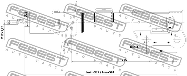 Амортизатор передний правый GAS.TWIN TUBE 12110-009FR FEBEST