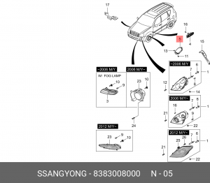 Заглушка SSANGYONG Rexton (01-12) подкрылка переднего OE 8383008000 SSANG YONG