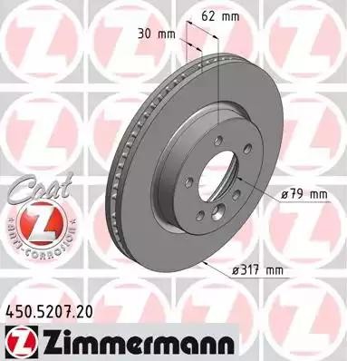 диск тормозной !перед. 317x30/62-5x120 \ Land Rover Range Rover Sport 2.7TDVM 05 450.5207.20 ZIMMERMANN