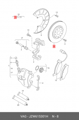 диск тормозной передний!\ VW Passat 1.6&2.0FSI/1.9&2.0TDI 05> JZW 615 301 H VAG